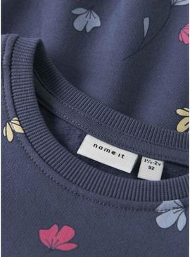 Moletom Name It Nula flores marinho para menina