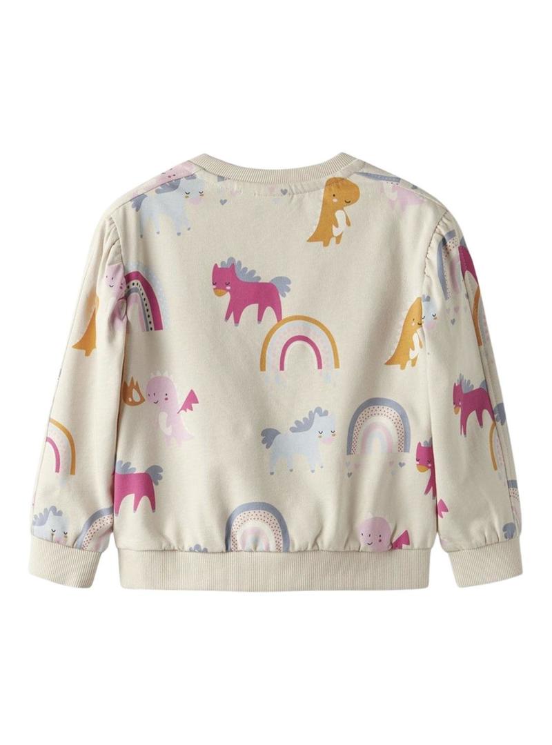 Moletom Name It Nula unicórnios bege para menina.