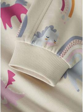 Moletom Name It Nula unicórnios bege para menina.