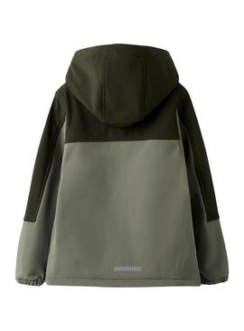 Corta-vento Name It Alfa08 softshell verde para crianças.