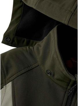 Corta-vento Name It Alfa08 softshell verde para crianças.