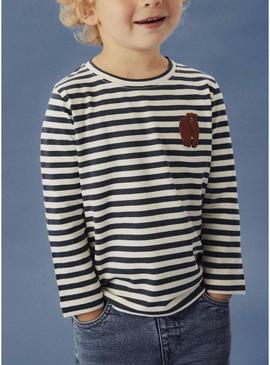 Camiseta Name It Nitu listrada marinho para menino