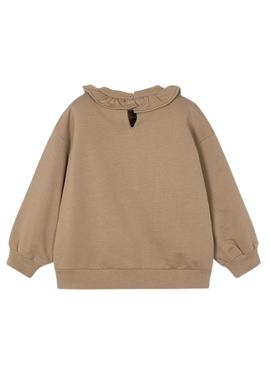 Moletom Mayoral gola de babado cor de camelo para menina.