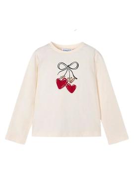Camisa Mayoral com rabo-de-cavalo vermelho para menina.