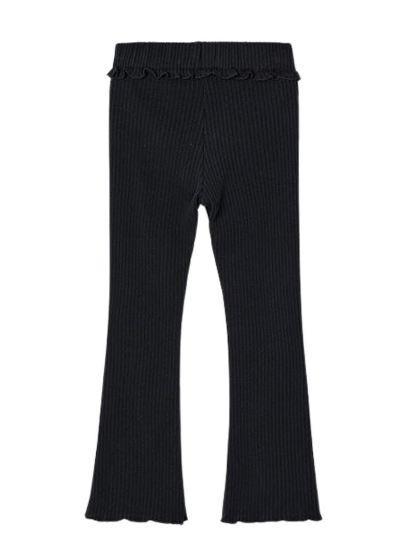 Leggings Mayoral em malha canelada flare preto para menina.