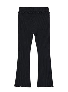 Leggings Mayoral em malha canelada flare preto para menina.