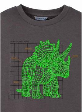 Camiseta Mayoral interativa dinossauro cinza menino.