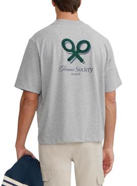 Camisa Silbon Tennis Society cinza para homem.