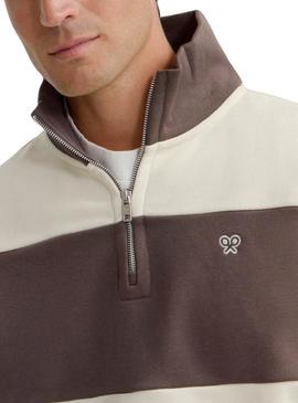 Moletom às riscas Silbon marrom e bege para homem.