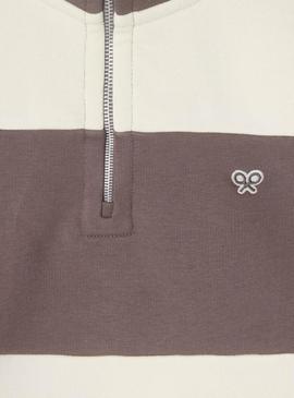 Moletom às riscas Silbon marrom e bege para homem.