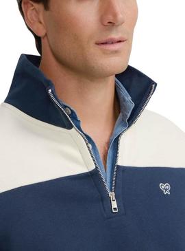 Moletom Silbon listrado azul e bege para homem