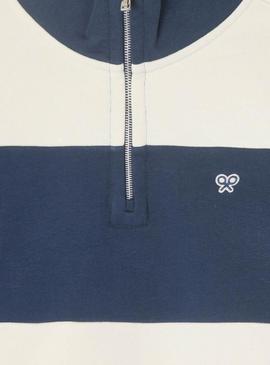 Moletom Silbon listrado azul e bege para homem