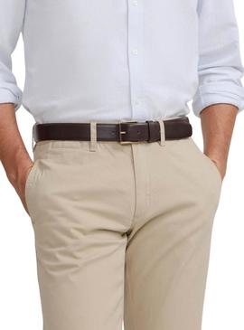 Calça chino Silbon Casual bege para homem.