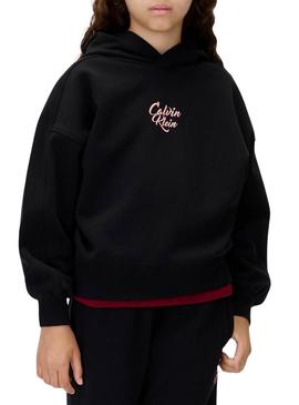 Moletom Calvin Klein Script logo preto para menina.