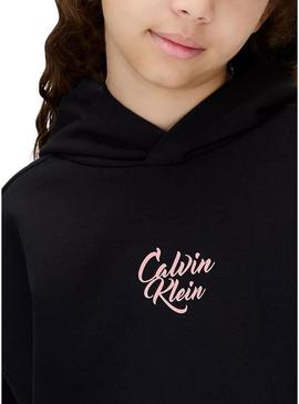 Moletom Calvin Klein Script logo preto para menina.