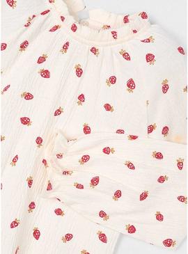 Blusa Mayoral de musselina estampada de morangos para meninas