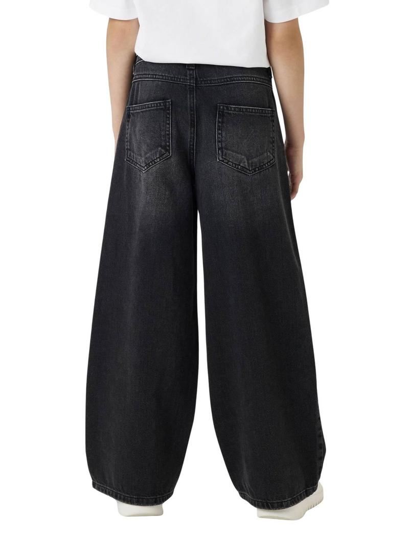 Calça jeans Name It Rose preta destruída para menina.