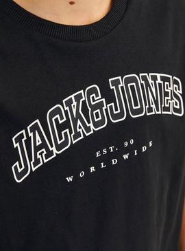Camiseta Jack and Jones Caleb Varsity preta infantil