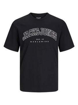 Camiseta Jack and Jones Caleb Varsity preta infantil