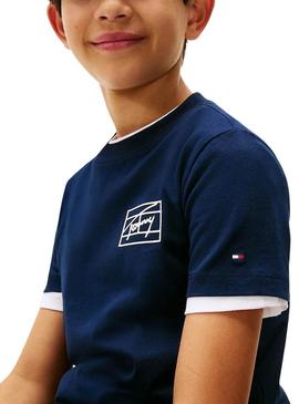 Camiseta Tommy Hilfiger Varsity logo marinho criança.