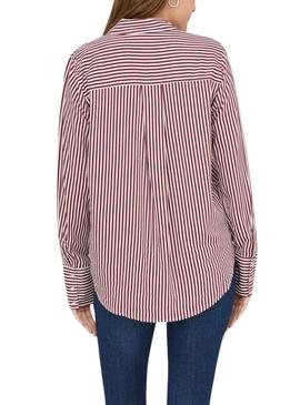 Camisa Only Berit vermelha e branca para mulher