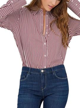 Camisa Only Berit vermelha e branca para mulher
