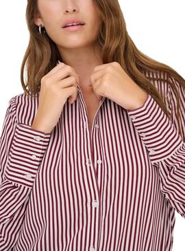 Camisa Only Berit vermelha e branca para mulher