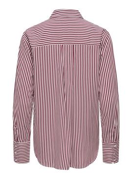 Camisa Only Berit vermelha e branca para mulher