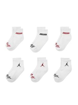Pacote de meias Jordan branca para meninas e meninos.