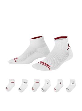 Pacote de meias Jordan branca para meninas e meninos.