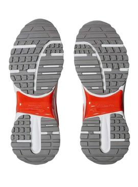 Sapatilhas Calvin Klein Jeans Hike Runner branco e laranja para homem.