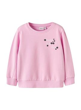 Moletom Name It Linka rosa com flores para menina.