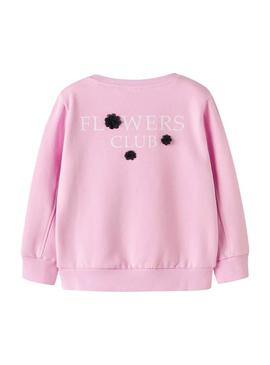 Moletom Name It Linka rosa com flores para menina.