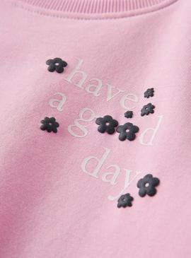 Moletom Name It Linka rosa com flores para menina.