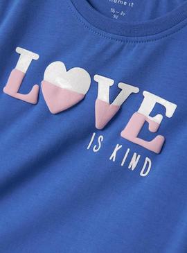 Camisola Name It Lira azul Love para menina.