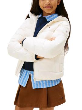 Casaco acolchoado Tommy Hilfiger bege para crianças.