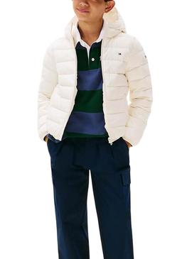 Casaco acolchoado Tommy Hilfiger bege para crianças.