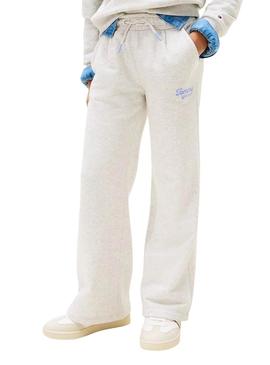Calça Jogger Tommy Hilfiger Varsity cinza menina.