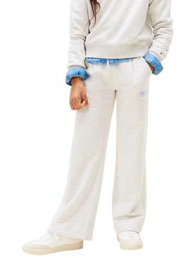 Calça Jogger Tommy Hilfiger Varsity cinza menina.