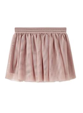 Saia Name It Nutulle rosa de tule para menina.