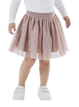Saia Name It Nutulle rosa de tule para menina.