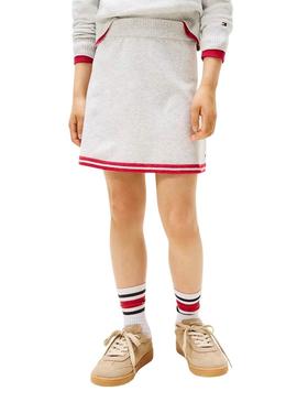 Saia Tommy Hilfiger Varsity cinza de menina