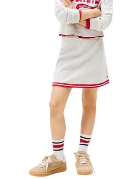 Saia Tommy Hilfiger Varsity cinza de menina