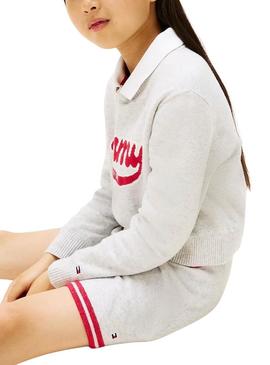 Saia Tommy Hilfiger Varsity cinza de menina
