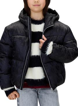 Jaqueta acolchoada Calvin Klein Logos preta para menina.