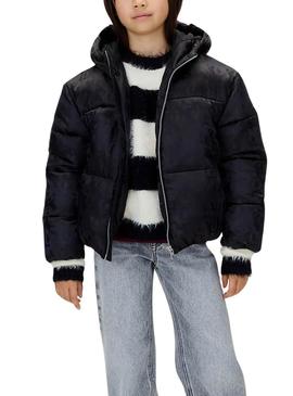 Jaqueta acolchoada Calvin Klein Logos preta para menina.