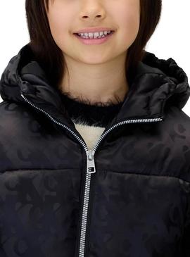 Jaqueta acolchoada Calvin Klein Logos preta para menina.