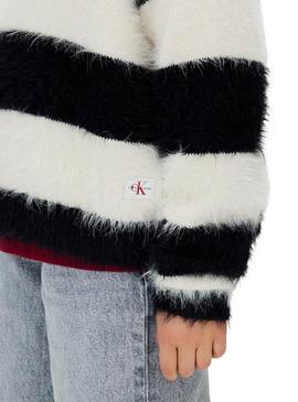 Camisola Calvin Klein às riscas em preto e branco para menina.