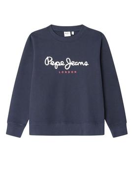 Moletom Pepe Jeans Art Crew azul marinho para meninos.