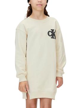 Vestido Calvin Klein Towling Monogram beige menina
